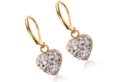 China Customized Stainless Steel Drop Heart Earrings For With Cubic Zirconia Diamond Jewelry for sale