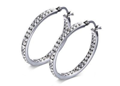 China Inside - Out Micro - Pave Cubic Zirconia Hoop Earrings For Women Sensitive Ears for sale