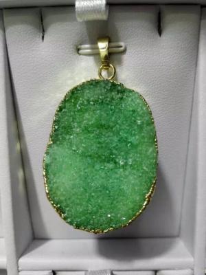 China Oval Shaped Agate Rocks Druzy Pendant Charm Gold Plated Jewelry Beads Jewelry for sale