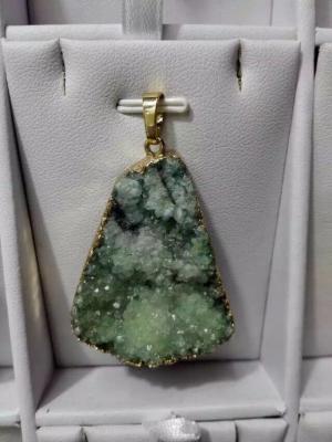 China Natural Tiny Druzy Agate Pendant Freeform Electroplated Waterdrop Shape Glitter for sale