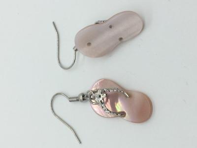 China Eco - Friendly Pink Mother Of Pearl Drop Earrings With Colored Stones for sale