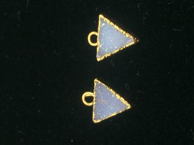 China Handmade Colored Druzy Stone Stud Earrings Women Triangle Shape For Anniversary for sale