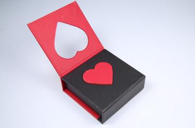 China Gift Charm Custom Jewelry Packaging Boxes / Heart Shaped Hole Small Cardboard Jewelry Boxes for sale