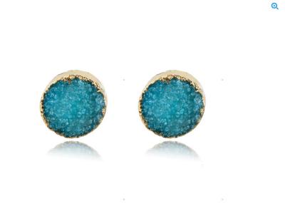 China Druzy Pendant DIY Jewelry Druzy Green Stud Earrings , Charms Gold Plated Cool Stud Earrings for sale