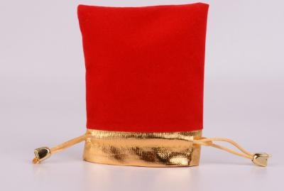 China Red Custom Jewelry Packaging Jewelry Handmade Velvet Pouches Drawstring Bag For Shop for sale