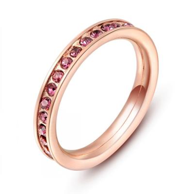 China 18K Rose Gold Plated Austrian Crystal Rings 925 Sterling Silver Cubic Zirconia Rings for sale