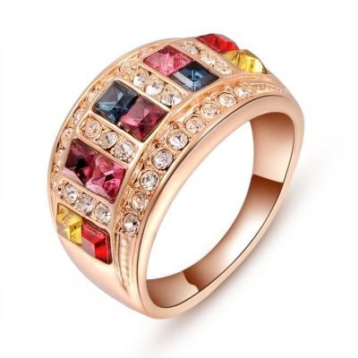 China 925 Sterling Silver Diamonds Wedding Rings For Women Bride With Colorful Austrian Crystal for sale