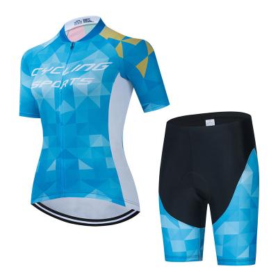 China Breathable Women's Clothing Cycling Short Sleeve Top Set Breathable Mountain Road Bicycle Sweat Female Clothing for sale