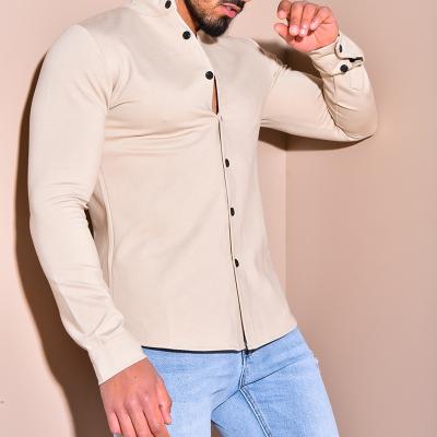 China 2022 autumn fashion men's solid color anti-pilling long-sleeved cardigan personalized men's shirt for sale