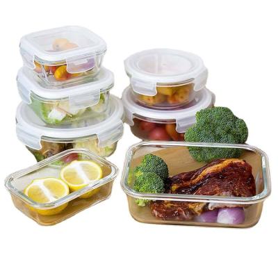 China Sustainable Custom Storage and BPA Free Glass Meal Prep Container with Lid Microwave Safe Glass Food Container for sale