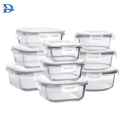 China Viable Glass Containers For Food Storage Glass Lunch Bento Box Set Meal Prep Glass Containers for sale