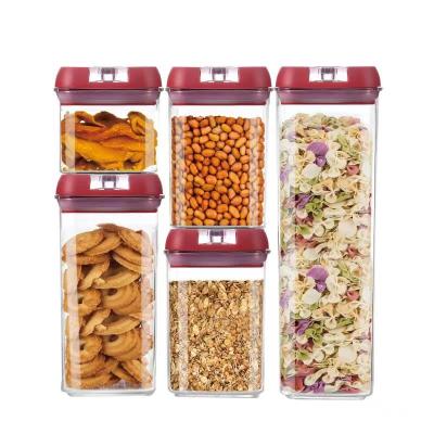 China Eco Sustainable Healthy Airtight Cereal Storage Container Set Plastic Food Jar Kitchen Food Storage Bins for sale