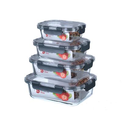 China Meal Prep Compartment Glass Food Container Eco - Friendly Sustainable Glass Lunch Box Set With Lids for sale