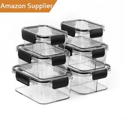 China SAMPLE BPA FREE SUSTAINABLE Airtight Plastic Food Storage And Container Boxes Set With Lids Compartment for sale