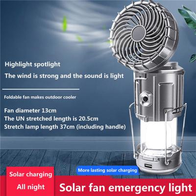 China 6 in 1 Portable Outdoor LED Camping Lantern with Fish Solar Rechargeable Light Multifunctional Solar Powered Fish Flashlight Tent Lamp Fan Charging Outdoor Light for sale