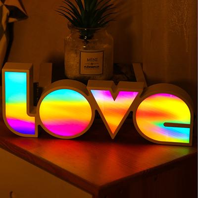 China Creative Colorful ABS Lamp Wedding Party Bedroom Decoration Love Romantic 3D Night Lamp Gift USB Power Rainbow LOVE LED Night Light for sale