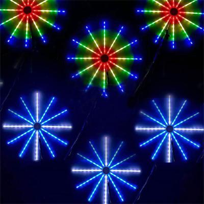 China 2021 New Firework Light 12 Branch Plastic Smart 96 LED Starburst Outdoor Hanging Light With Outside For Wedding Party Patio Garden Decor for sale