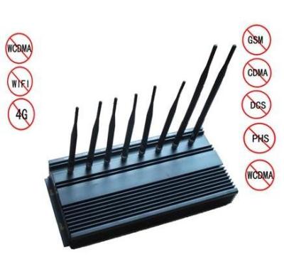 China 8 Antennas High Power Jammer , WIFI Blocker high power cell phone jammer for sale