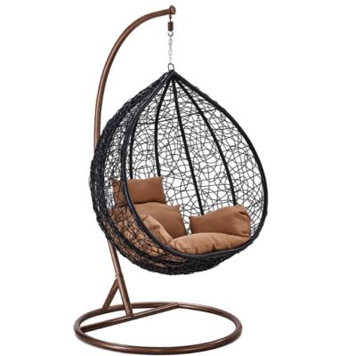 China Modern Round Double Egg Wicker Outdoor Patio Swing Chair Furniture With Outdoor Garden Cradle Outdoor Swing for sale