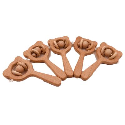 China Unique Design Wooden Rattle For Baby New Design Rattles For Kids BPA Free Safe Wooden Rattle Toys Baby Eco-Friendly Wooden Rattle for sale