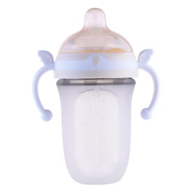 China BPA Free Silicone Baby Bottle 240ml Baby Bottle Silicone Milk Bottle for sale