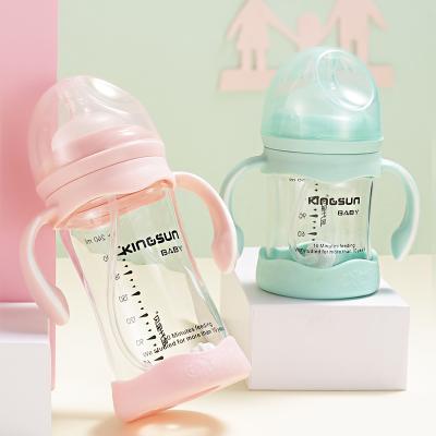 China BPA Free Glass Baby Feeding Bottle 150ml 240ml Set Wholesale Customized Infant Bottle Break Proof Crystal Drill Glass Feeding Bottle for sale