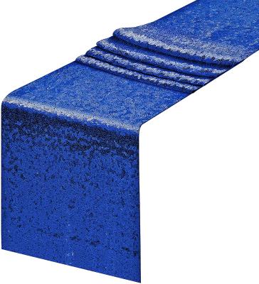 China Jacquard Sequin Table Runners 12 x 72 inch Royal Blue Glitter Table Runner Party Decorations for Holiday Wedding for sale