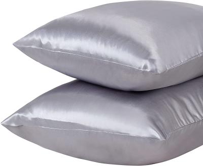 China Anti-Static Silky Satin Pillowcase For Hair And Skin With Cool, Easy-Wash Envelope Closure, Queen Size 20x30 Inches Pack Of 2 - Gray for sale