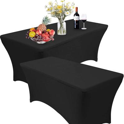 China Spandex Tablecloths Wedding Party Patio Table Covers Event Rectangular Stretchable Fitted Tablecloth 6Ft Waterproof for sale