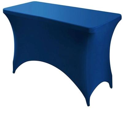 China Trade Show Display Stretch Table Cover Waterproof 6ft Fitted Table Cloth With Custom Logo Classic Blue for sale