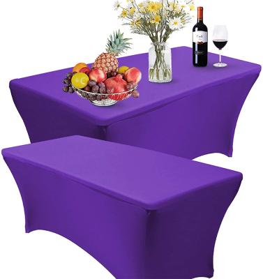 China 4ft Or 6ft Or 8ft Waterproof Popular Rectangular Fitted Spandex Stretch Table Cover For Event Party Decoration for sale