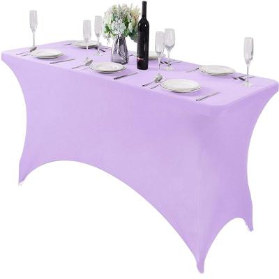 China Waterproof 2021 Hot Products Fashion Style 6Ft Stretchable Spandex Tablecloths Wedding Party Patio Table Covers Rectangular Fitted Event for sale