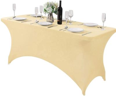 China Waterproof Spandex Table Cover Stretch Spandex Table Cloth 6FT Rectangular Folding Tables For Banquet for sale