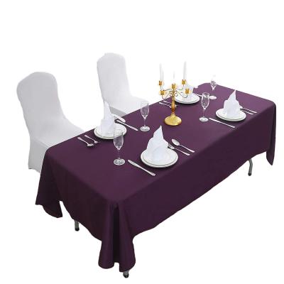 China Waterproof hot sale polyester eggplant round outdoor party wedding tablecloth custom tablecloth for sale