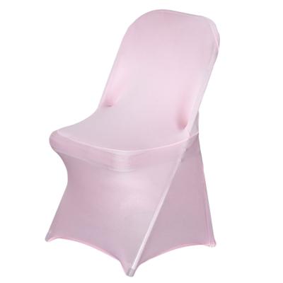 China Simple Pink Spandex Stretch Folding Chair Cover For Wedding, Holiday, Banquet, Party, Celebration for sale