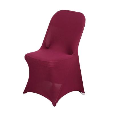 China Plain Danlouistex Stretch Spandex Fitted Folding Chair Cover Dining Event Cover for Wedding Party Banquet Catering - Burgundy for sale