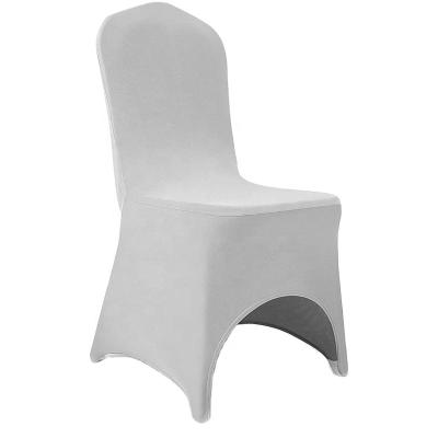 China Simple Silver Spandex Chair Cover For Wedding Party Dining Banquet Event With Open Back for sale