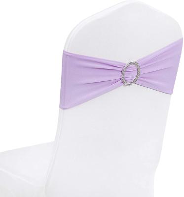 China Hotel Decoration Disposable Spandex Chair Sashes With Buckle Slider Wedding Banquet Party Decoration Chair Bows Ties Chair Sashes for sale