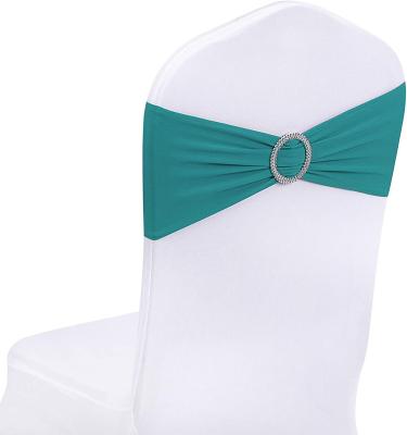 China Factory Direct Sale Turquoise Spandex Disposable Chair Sashes With Buckle Slider For Wedding, Party Decoration for sale