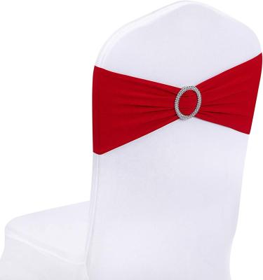 China Disposable Red Stretch Chair Sashes With Buckle Slider For Wedding Banquet Chair Decoration for sale