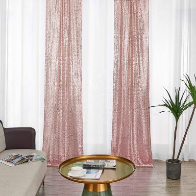 China 10FTx10FT Rose Gold Glitter Wedding Backdrop Curtain Sequin Backdrop Blackout Sequin Backdrop for Backdrop Curtains for sale