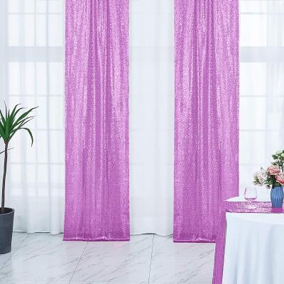 China 2021 Hot Selling Blackout High Density Quality Lavender Sequin Backdrop Non Thin Curtain For Party Wedding Banquet 2x8FT for sale