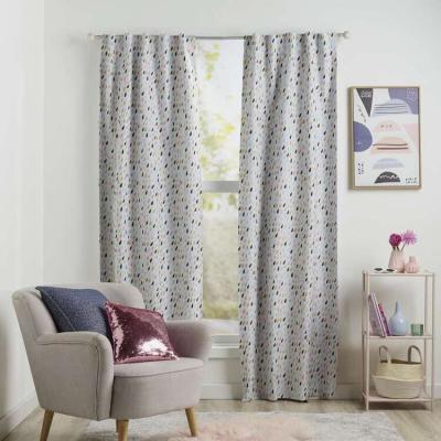 China Blackout Factory Direct Raindrop Printed Block Hidden Tab Curtains Multicolored For Kids Rooms for sale