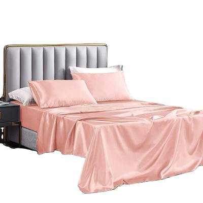 China 4Pcs Anti-Static Satin Covers Queen Size Satin Bedding Silk Sheets Set With 1 Deep Pocket Fitted Sheet, 1 Flat Sheet, 2 Pillowcase for sale