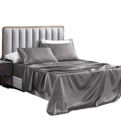 China Wholesale Anti-Static 4pcs Satin Sheets Set Luxury Silky Satin Bedding Set With Deep Pocket 1 Fitted Sheet +1 Flat Sheet +2 Pillowcases for sale