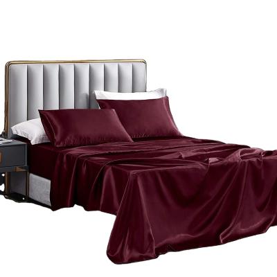 China Luxury Hotel Anti-Static Sheet - Extra Soft - Deep Pockets - Breathable & Cooling - Wrinkle Free - Comfortable - Burgundy Satin Bed Sheets for sale