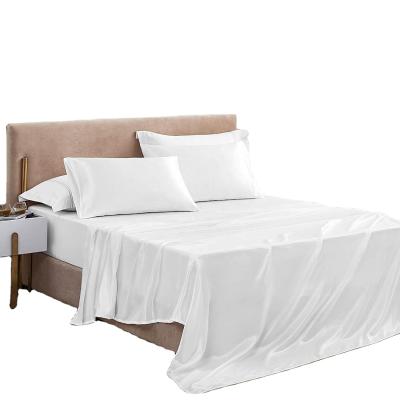 China Hot Selling Anti-static White USA King Size Silk Pillowcase Bed Sheet Satin Set And Cheap Pillowcase For Hair And Skin Cushion Case for sale