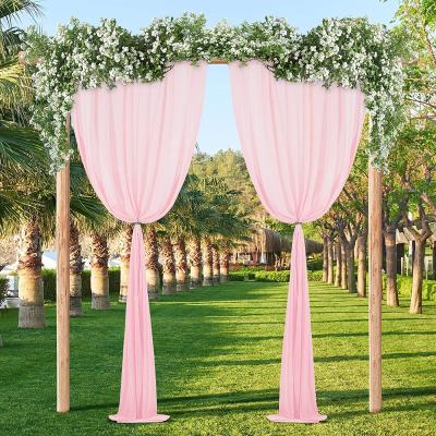 China Blackout China Textile Pink Polyester Wall Backdrop Soft Chiffon Curtains For Wedding Event Party for sale