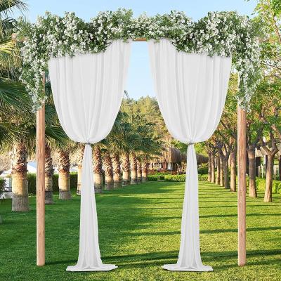 China Blackout Fashion Design Soft White Polyester Woven Rectangle Chiffon Backdrop Curtain Beautiful For Wedding Curtain Wedding for sale