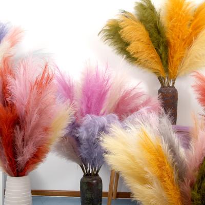 China High quality green environmental protection large fluffy artificial pampas grass for wedding decoration hotel wholesale 50cm-110cm colored pampas for sale